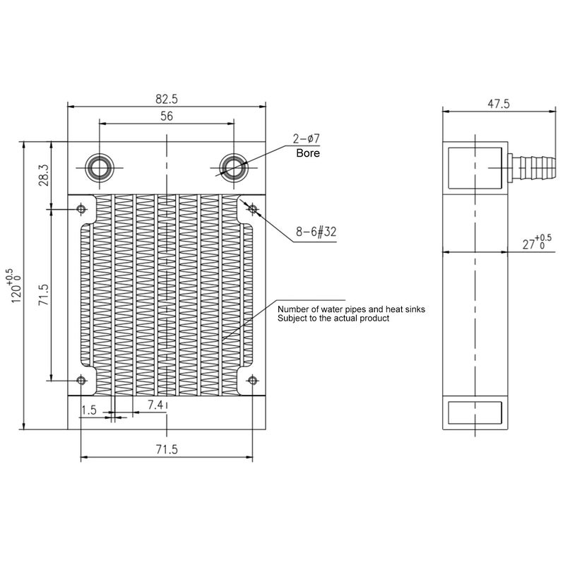 Clyxgs Water Cooling Radiator, 8 Pipe Aluminum Heat Exchanger Radiator with Tube for PC CPU Computer Water Cool System DC12V 80mm - Image 4